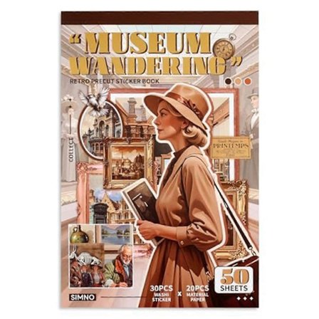 Scrapbooking-klistremerker - 500 ferdigkuttede Washi-klistremerker og 20 scrapbook-ark for journaling, scrapbook-utstyr, museum