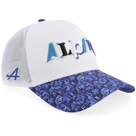 New Era - Alpine F1 26 All Over Print Visor Stine/Navy A-Frame Trucker Trucker White Cap - Motor @ Hatstore