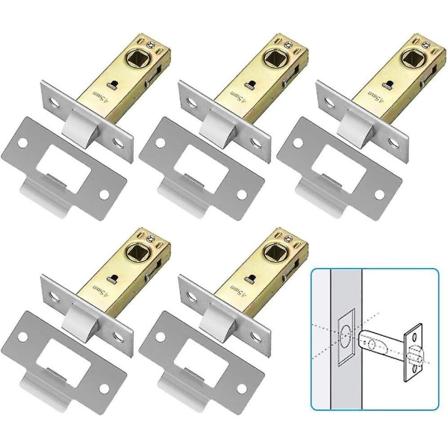 5 stk Rørformet Dørvriderlås, 45 mm Rørformet Dørvriderlås Krom Dørvriderlås Premium