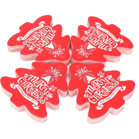 100 stk juledekorative merkelapper - juletrærformet kraftpapir