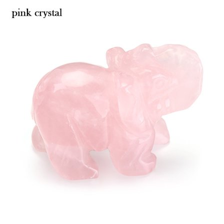 2" Crystal Elephant Healing Stone Figur PINK CRYSTAL