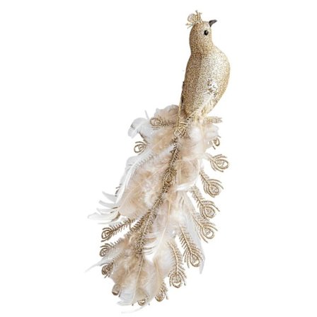 Premium Påfugle Julepynt med Glimtende Fjer og Nem Installation Clip Påfugle Festartikler Grøn[D]