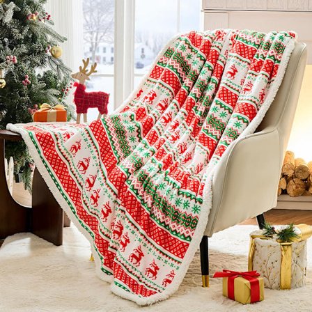 Julpläd, Flanell Vinter Semester Filt, Fluffig Mjuk Julpläd