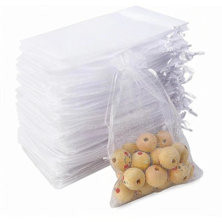 100 stk. organzaposer, 10x15 cm hvide organza smykkeposer, gaveposer med snoretræk, tylpose, til bryllupsgaver smykker