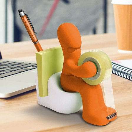 Den (Orange) Kontorartikler - Sjov Tape Dispenser - Sjov og Cool