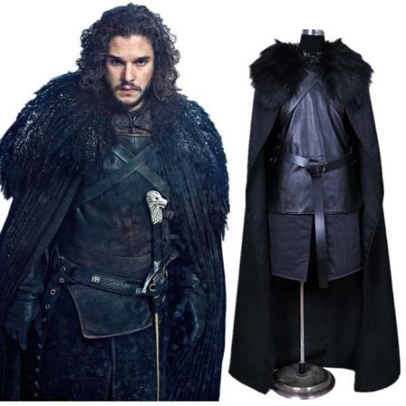 Jon Snow Knights Watch Costume Cloak Thrones Halloween Cosplay XL L