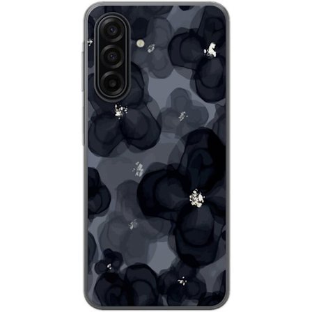 Kompatibelt Mobildeksel til Samsung Galaxy A17 5G Abstrakt mørkt blomstermønster i svartgrå toner med en elegant og dramatisk følelse