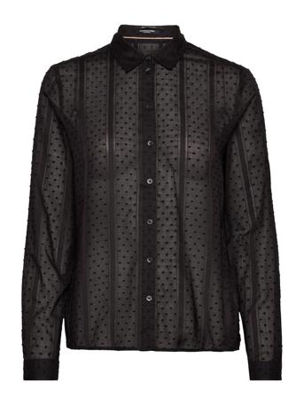 Cotton Dobby Regular Fit Shirt Långärmad Skjorta Svart Scotch & Soda
