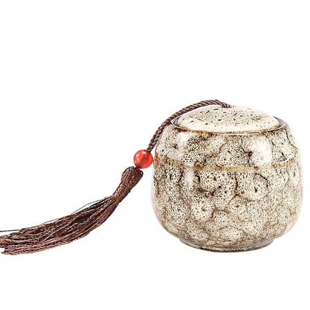 2,4 tommer Keramik Kæledyr Kister Urner Kæledyr Minde Urne Med Kvast (Beige)