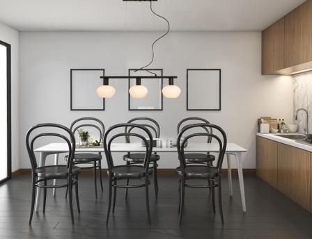 Aneta Lighting BELL taklampe 3-lys rak, svart/hvit, 3 x E14
