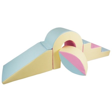 PQP Lekkuddar - Bro Med Rutschkana Rosa, Blå Och Gul Pastel - Litenleker