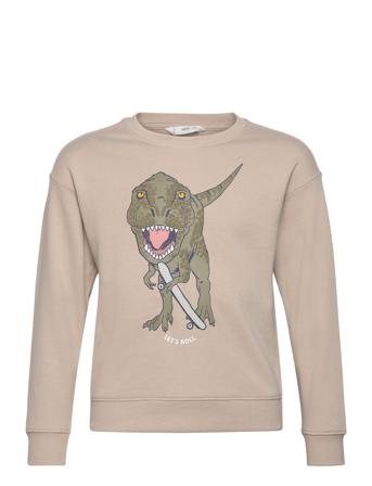Cartoon Cotton Sweatshirt Sweat-shirt Genser Beige Mango*Betinget Tilbud