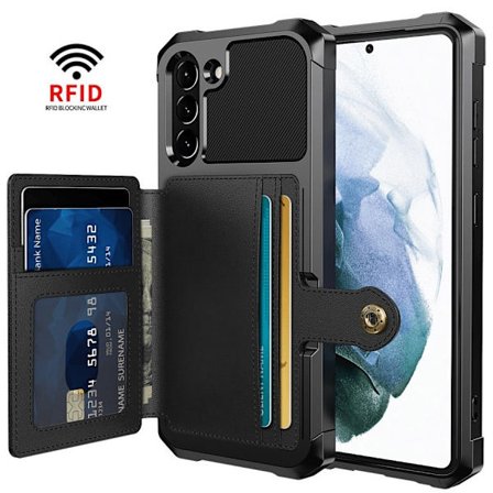 Samsung S21 - Iskunkestävä Kotelo 4-LOKERO Korttikotelo Musta