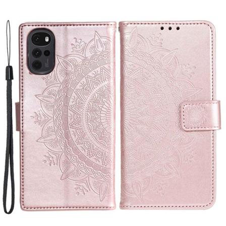 Motorola Moto G22 Mandala Plånboksfodral - Roséguld Rosa Guld