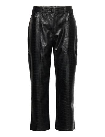 Croco Trousers Leather Leggings/Bukser Svart Mango