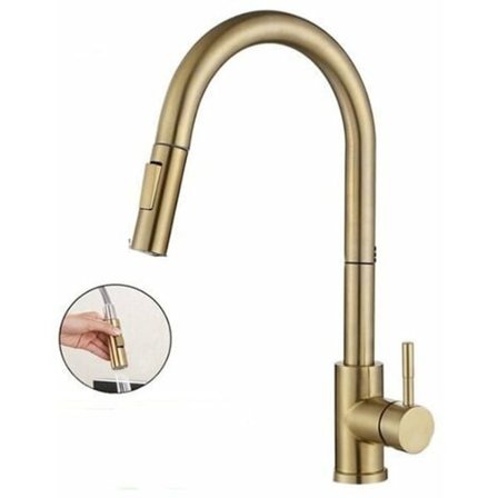 Køkkenhane mixer med udtræksspray og høj tud KLB