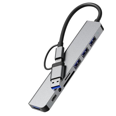 USB-telakointiasema, 8-in-1-keskitin, PD100W:llä, SD/TF, Audio 3.5, 4 USB-porttia, kannettaville tietokoneille, T