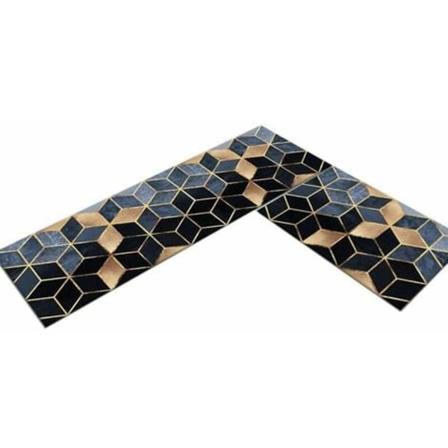 Sæt med 2 skridsikre køkkentæpper 40 * 60 cm+40 * 120 cm, mosaikmønster, moderne absorberende måtte til forsiden af vasken, dekorativt