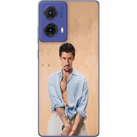 Yhteensopiva Puhelinkuori Motorola Moto G85 Bad Bunny Super Bowl-inspiroima grafiikka, jossa NFL-trofe ja San Franciscon silta urheilusuunnittelussa
