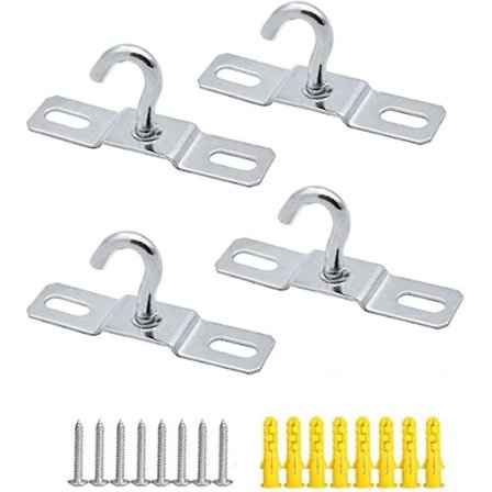 Rustfritt stål takkrok, kraftig skrueveggmontert krok metallklipsringkrok med skrue for pendellampe plante kurv takvifte sølv (8 stk