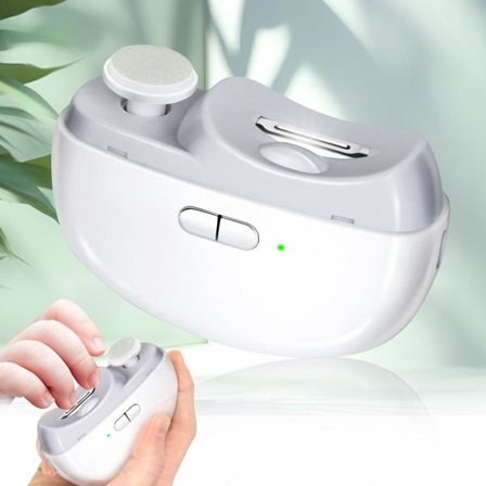 Elektrisk Negleklipper, Neglefil med Lys og 2 Hastigheder, Genopladelig Sikkerheds Neglesaks til Omsorgspersoner, Ældre, Børn white