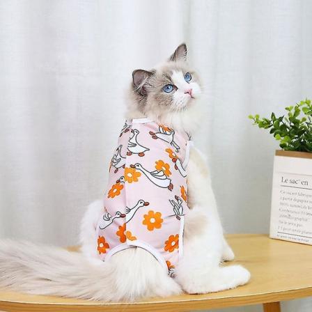Kattgjenopprettingsdrakt med unngå slikking for kirurgiske magesår Myk pustende hjemme innendørs kjæledyrklær S A