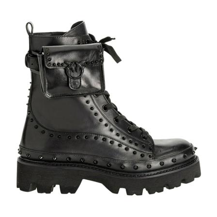 Pinko, Salvador Boots Smooth Veal Pelle Czarny, Kobieta, Rozmiar: 37 EU