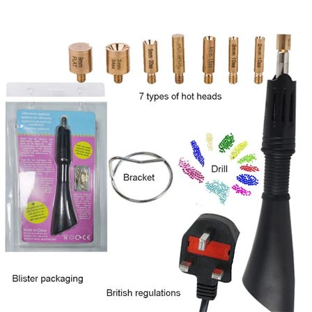 box Hot Fix Rhinestones Set/EU-kontakt USA-adapter Hotfix Applikator Hot Fix Kristallglas Strass Iron-on Wand Strass