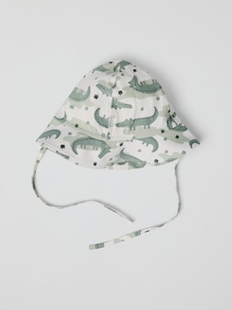 Polarn O. Pyret - Jersey sun hat with crocodile print - 50 - Childrenswear - white