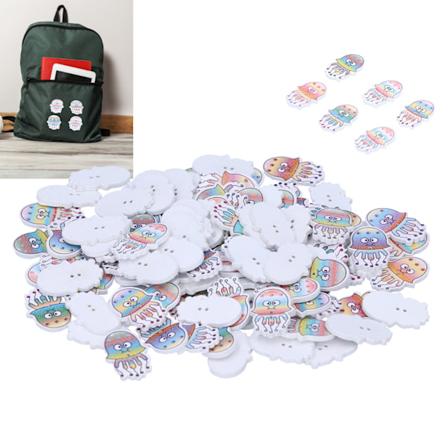 100 st DIY-knappar Manetmönster Färgade träknappar Kläddekoration Tillbehör