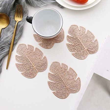 5kpl ontot lasinaluset PVC-tabletit ROSE GOLD