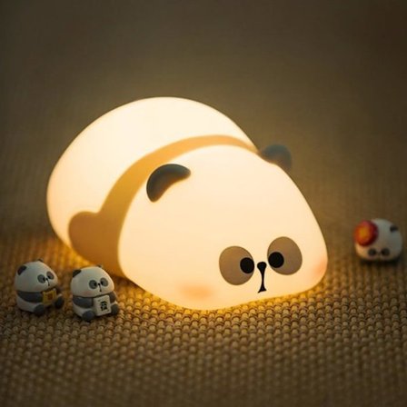 Silikone Panda Natlampe til Dekoration, 3 Lysstyrkeniveauer Sovelampe, 1200mAh Genopladelig Touch Lampe