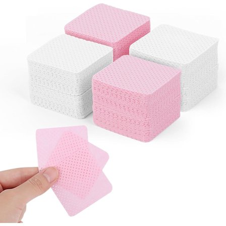 600 st Bomulls Nagel Gel Rengöringspads, Luddfritt, Avfettande Nagelrengöring, Nagellacksremover Pads, 300 st Vita & 300 st Rosa
