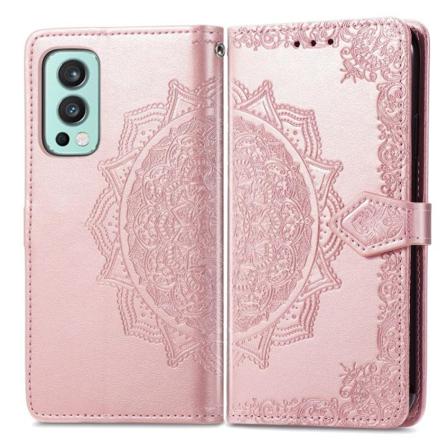 Oneplus Nord 2 5g - Mandala Läder Fodral - Roséguld