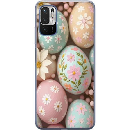 Kompatibelt Mobildeksel til Xiaomi Redmi Note 10 5G Pastellfargede påskeegg med håndmalte blomster og vårfølelse i en myk dekorativ sammensetning