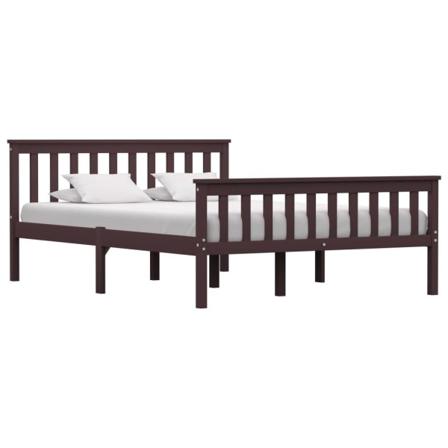 Vidaxl Sängram Med 2 Lådor Mörkbrun Massiv Furu 140x200 Cm Brun