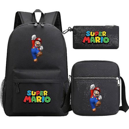 Super Mario Rygsæk Til Teenagere Piger Drenge | Kawaii Vandtæt Lærred Skoletasker | 3 stk. Laptop Mochilas Rygsække
