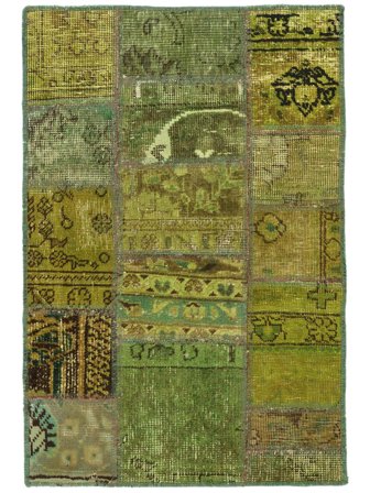Tapis Persan Patchwork 60X90 Jaune Foncé/Vert Foncé (Laine, Perse/Iran)