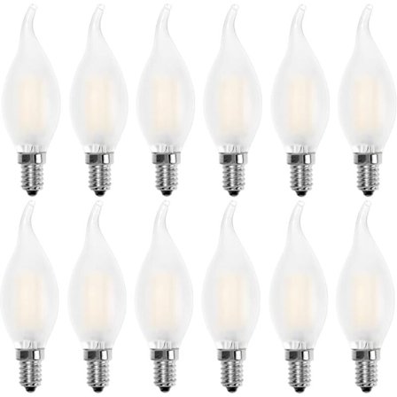 E14 LED Flamme Pære, Lysform, Varmhvit 2700K, 4W Glødepære Tilsvarende 40W, 400lm, Pakke med 12 [Energiklasse A+]