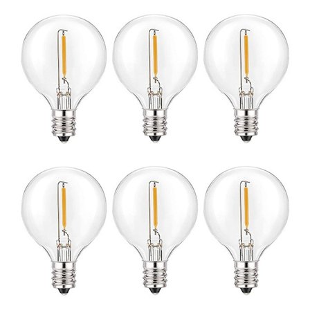6 kpl G40 LED-vaihtolamppuja, E12-kierre, särkymätön LED-pallolamppu aurinkoketjuvaloille