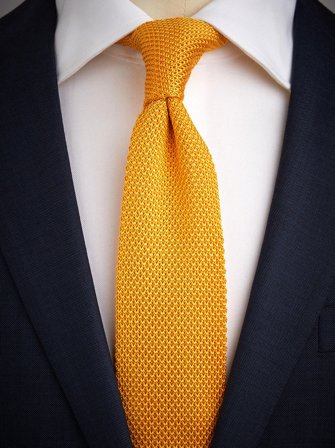 John Henric Men's Yellow Knitted Tie Size 6