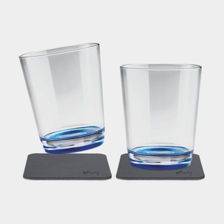 Magnetiska plastglas Silwy Magnetic Drinking Cup Lui Blue, transparent/blå, 25 cl, 2-pack + magnetiska glasunderlägg