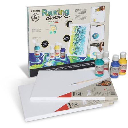 Primo Pouring-kit Acrylic 4x100ml + 2 canvases