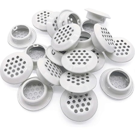 20 stk Luftventiler 25mm Sirkulær Soffit Ventil Rustfritt Stål Rund Ventil Mesh Hull Louvre For Kjøkken Baderom Skap Garderobe (hvit)