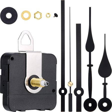 Vägg Quartz Klockmekanism Kit med 2 Olika Par av Visare Klocka DIY Reparationsdelar (Axellängd 4/5 Tum/ 20 mm)