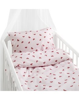 Sengetøj til tremmeseng Hjärtrud 2-delt Rosa