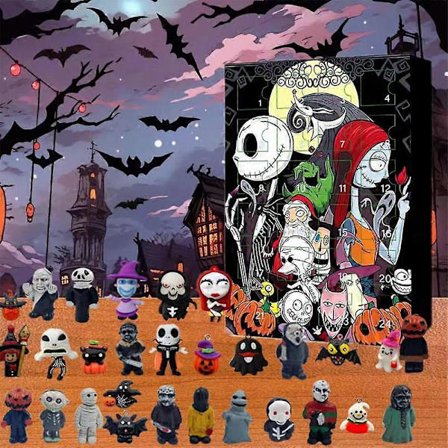 Halloween Nedtelling Adventskalender 2024, Nightmare Before Xmas Adventskalender, Skrekkdukkefigurer for barn