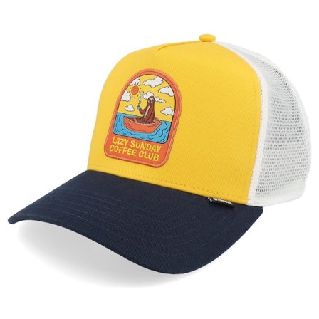 Djinns - Hft Cap Sunday Sloth Mustard/Navy A-Frame Trucker Trucker Yellow Cap - @ Hatstore