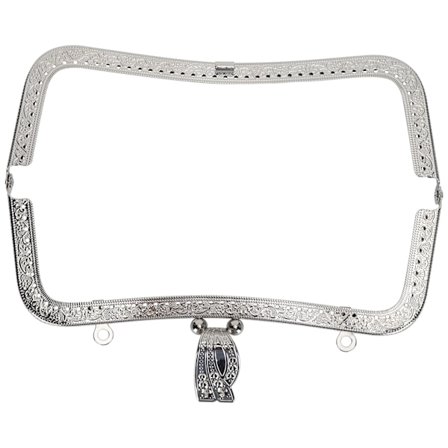 Metal Pungramme DIY Kiss Lås Retro Præget Håndtag Hardware Tilbehør 20cm Sølv B01-027—00478