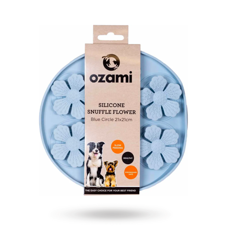 Ozami - Silicone Snuffle Flower Blue Circle 21x21 cm - Matskål, hundgodis & tuggisar